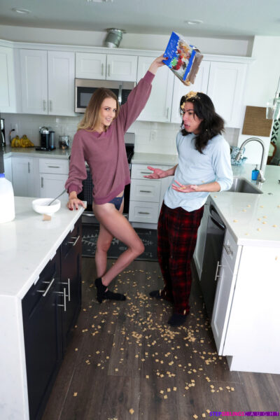 American teen Kyler Quinn gets screwed by her Asian stepbrother in the kitchen Image #7