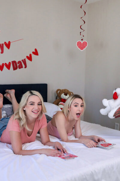 Young blondes celebrate Valentine's Day with a three-way fuck Image #3