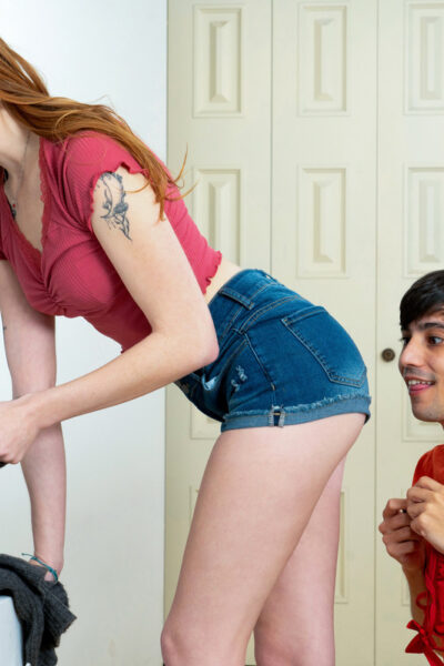 Redheaded teen Amber Stark bangs her panty sniffing stepbrother Image #2