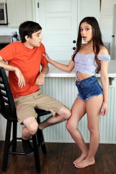 Skinny Latina teen Xxlayna Marie has bareback sex with her stepbrother Image #1