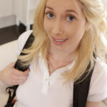 Blonde schoolgirl Gia Love lets stepdad lick tattooed pussy & deposit creampie