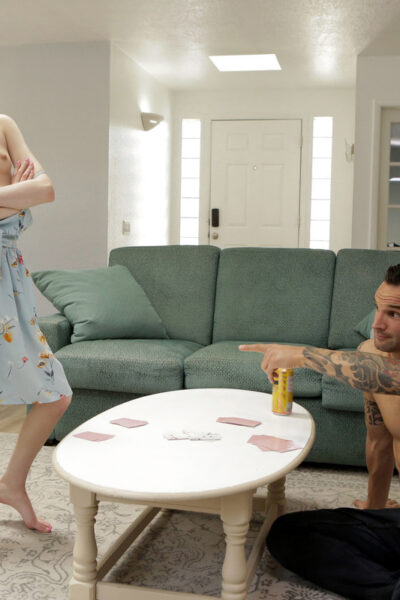 Blonde spinner Mackenzie Moss rides her stepbro's dick after losing at cards Image #10