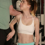 Fit young Pepper Hart peels in the gym for big dick & creampie on the bench