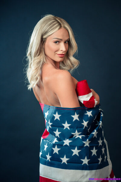 Hot blonde teen Emma Hix models by herself prior to seducing her man Image #5