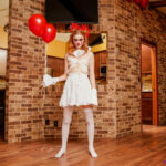 Young redhead Scarlet Skies and her boyfriend have sex in cosplay attire