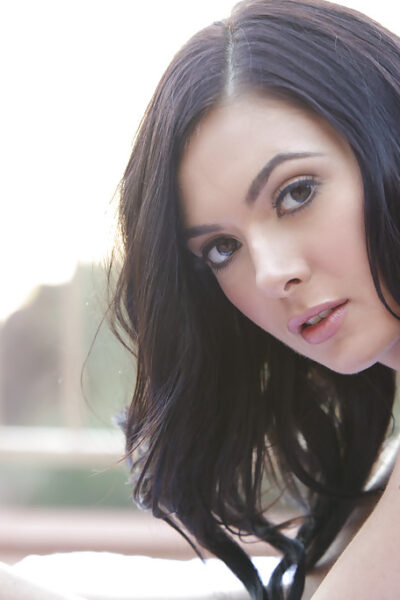 Gorgeous brunette babe Marley Brinx playing with nice natural boobs Image #16