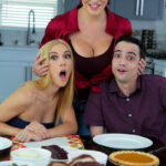 Young blonde Jazmin Luv has sex with her boyfriend while her mother watches