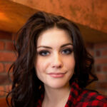 Brunette teen with an adorable ass Avrora toys her muff on the floor