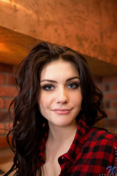 Brunette teen with an adorable ass Avrora toys her muff on the floor Image #2