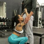 Fitness freak Amia Miley doffs yoga pants to get poked & eat cum on gym floor