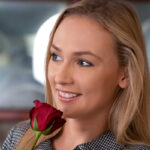 Horny blonde Jenny Wild unzips her dress while seducing her man friend