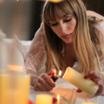 Young beauty Angel Youngs lights candles before sex with her man friend