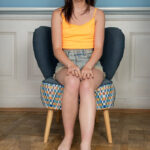 Nice teen Maya Lace gets butt naked on a chair during a solo show