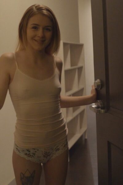 Skinny young girl Rosalyn Sphinx has sex with a boy under poor lighting Image #1